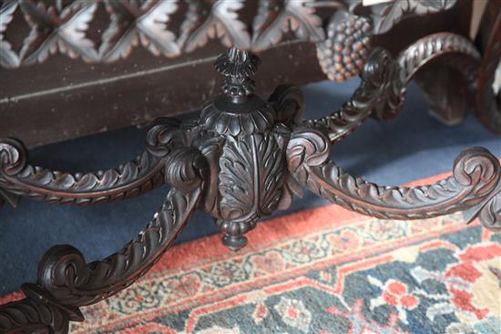 A 19th century Anglo-Indian padouk wood side table, W.4ft 4in. D.2ft H.3ft 2in.